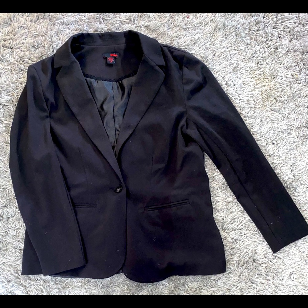 Bongo One-Button Blazer Jacket Black Lined